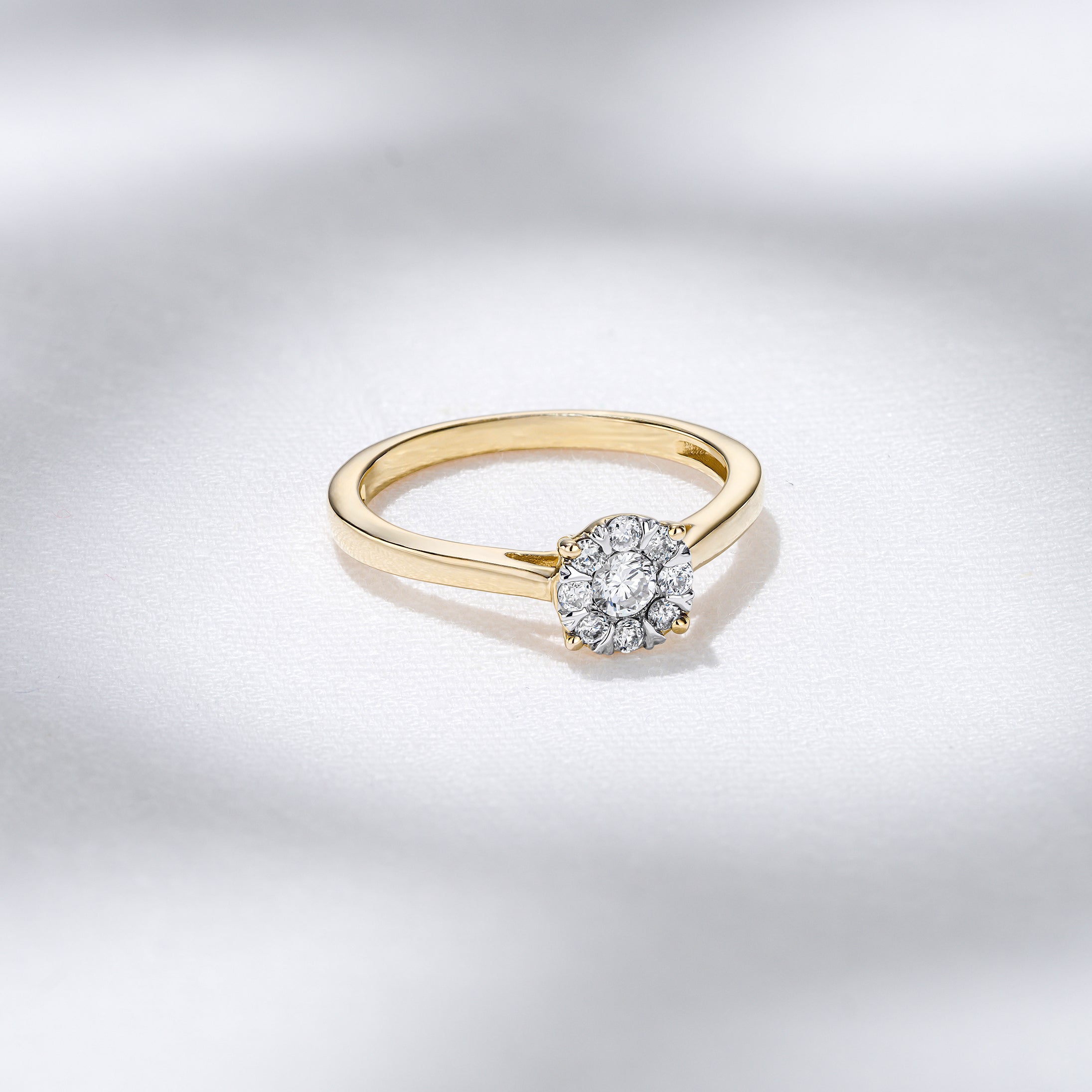 0.25ct Lab Diamond Cluster Solitaire Ring H/Si in 18K Gold Vermeil